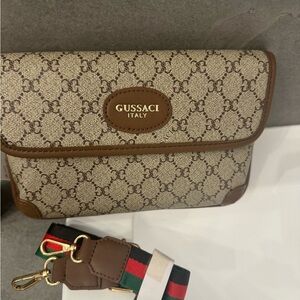 Gussaci Italy Beige and Brown Crossbody Bag